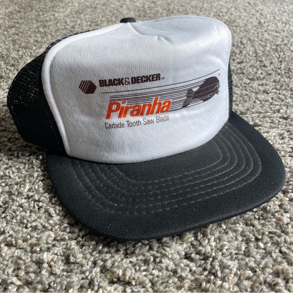Vintage NEW 90s Black & Decker Piranha Saw Blade Hat Adult Size